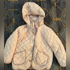 Kids Quilted Hooded Jacket - Beige